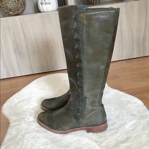 Cole Haan Olive Green Tall  Leather Boots